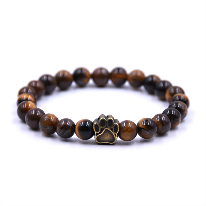 Amber Paw Bracelet — tiger eye, gold paw charm