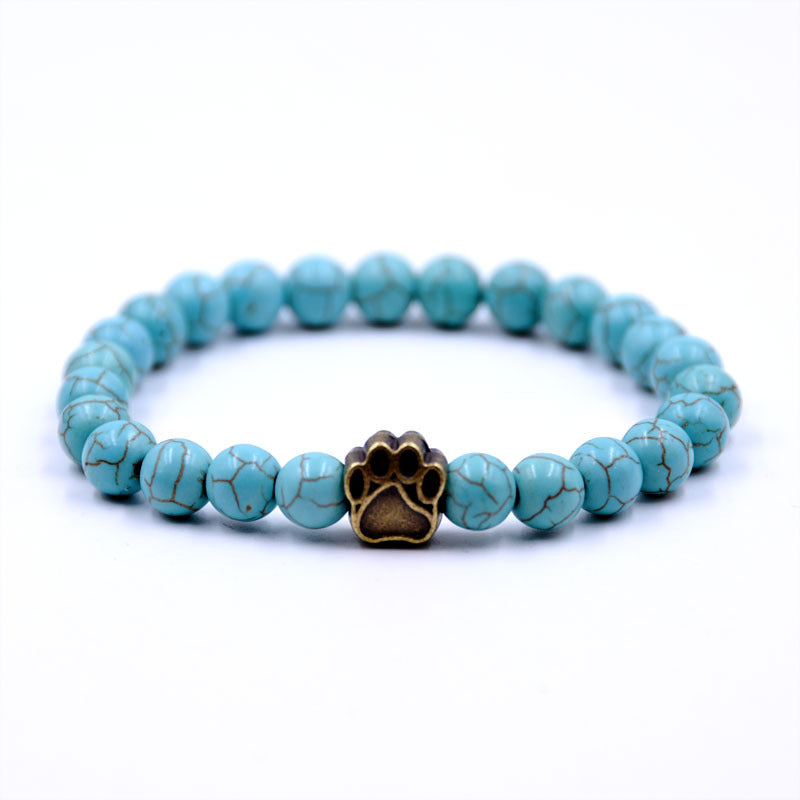 Ocean Paw Bracelet — turquoise, gold paw charm