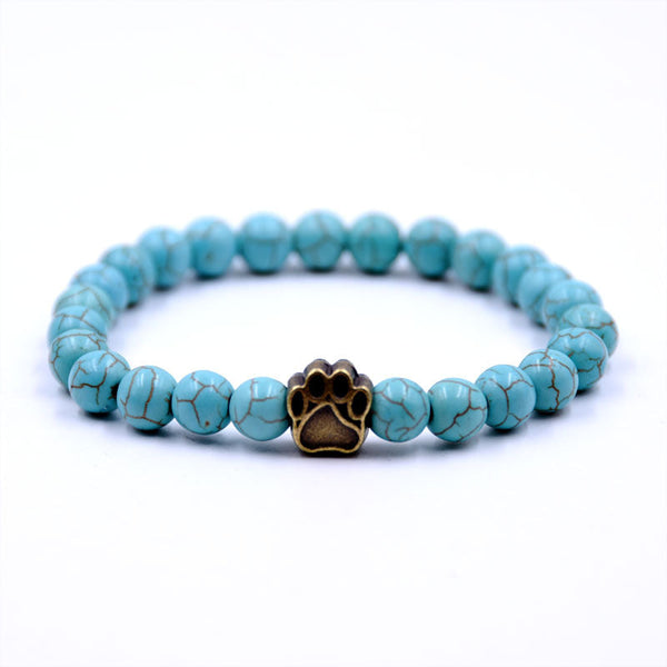 Ocean Paw Bracelet — turquoise, gold paw charm