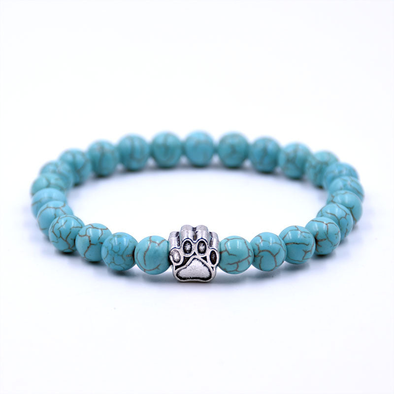 Sky Paw Bracelet — turquoise, silver paw charm