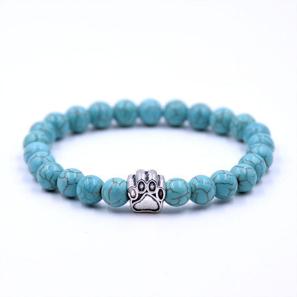 Sky Paw Bracelet — turquoise, silver paw charm