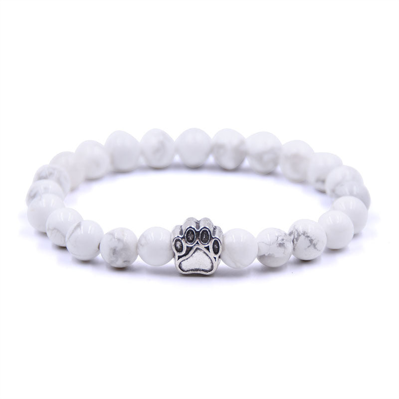 Frost Paw Bracelet — howlite, silver paw charm