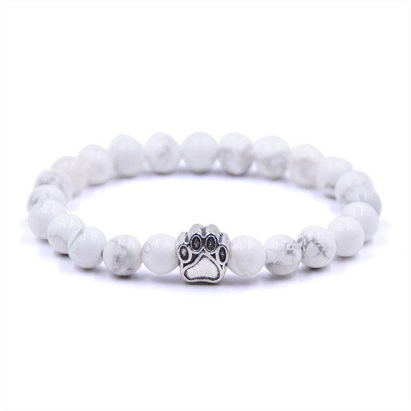Frost Paw Bracelet — howlite, silver paw charm