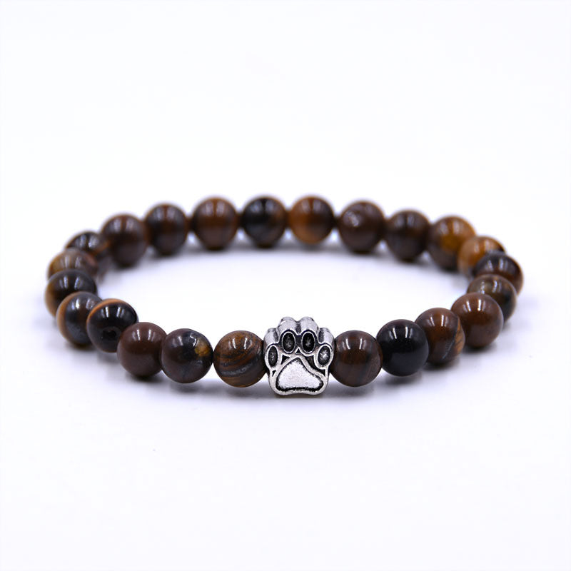 Ember Paw Bracelet — tiger eye, silver paw charm
